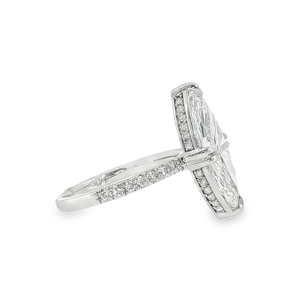 14K White Gold 5.03ct Marquise Lab Grown Diamond Engagement Ring that is E in Color and VVS2 in Clarity with .37ct tw Round Lab Grown Accent Diamonds. IGI Cert. No. LG689591146 Image 2 Jeff Dennis Jewelers Gardendale, AL