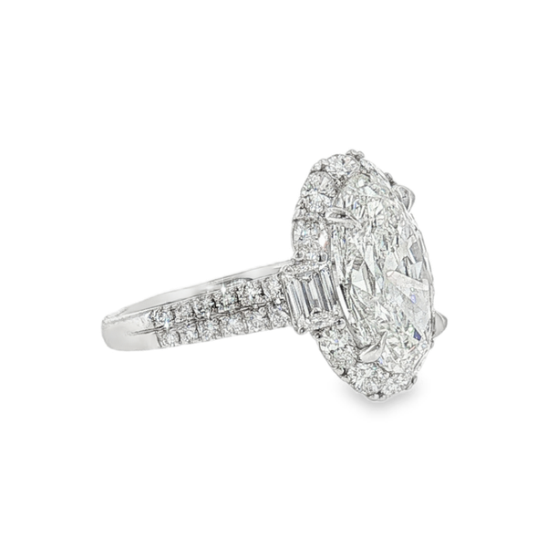 14K White Gold 5.03ct Oval Lab Grown Diamond Engagement Ring that is F in Color and VVS2 in Clarity with 1.66ct tw of Various Shaped Lab Grown Accent Diamonds. IGI Cert No. LG757530819 Image 2 Jeff Dennis Jewelers Gardendale, AL