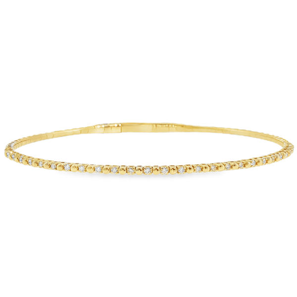14K Yellow Gold .27cttw Round Diamond Beaded Flex Bangle Jeff Dennis Jewelers Gardendale, AL
