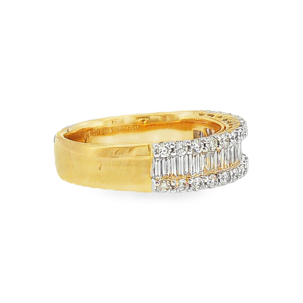 14K Yellow Gold .98cttw Diamond Anniversary Band with .487cttw Baguette diamonds that are G in Color and SI1 in Clarity and .499cttw Round Diamonds that are H in Color and SI2 in Clarity. Image 2 Jeff Dennis Jewelers Gardendale, AL