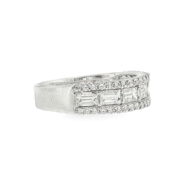14K White Gold 1.51cttw Diamond Anniversary Band with 1.09cttw Baguette Diamonds that are G in Color and SI1 in Clarity and .42cttw Round Diamonds that are Hi in Color and SI2 in Clarity. Image 2 Jeff Dennis Jewelers Gardendale, AL