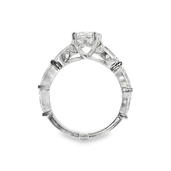 14K White Gold 1.51ct Oval Lab Grown Diamond Engagement Ring with 1.06cttw Marquise Accent Diamonds. The total weight of the ring is 2.57cttw and the Lab Grown Diamonds are F in Color and VS1 in Clarity. Image 3 Jeff Dennis Jewelers Gardendale, AL