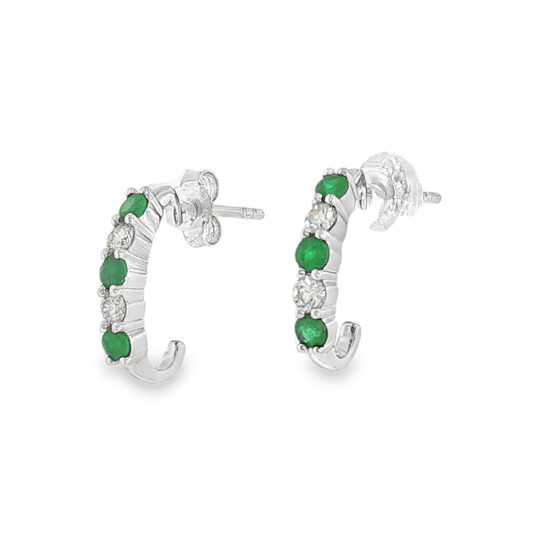 14K White Gold .25cttw Round Emerald and .25cttw Round Diamond Earrings Jeff Dennis Jewelers Gardendale, AL