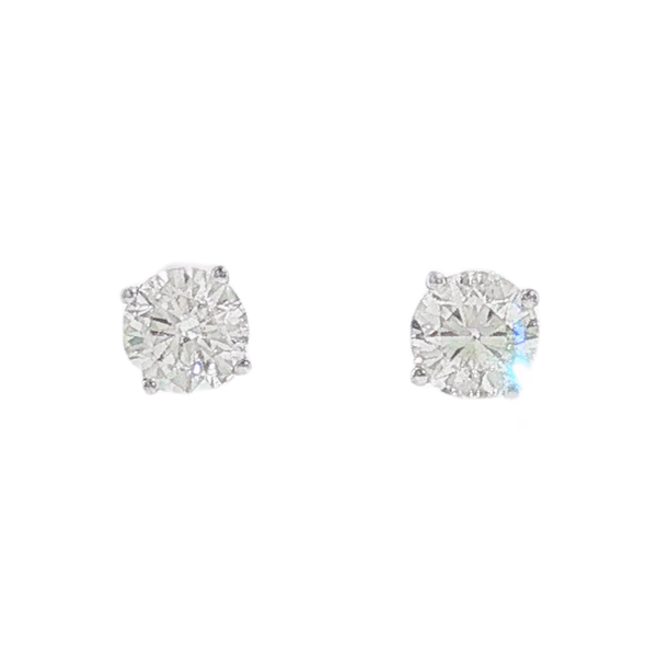 14K White Gold 1.02cttw Round Diamond Studs that are J in Color and Si2 in Clarity. Jeff Dennis Jewelers Gardendale, AL
