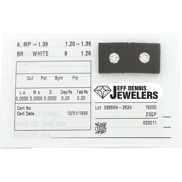 Two Loose Round Natural Diamonds that are 1.26cttw and Si2 in Clarity and I in Color. Jeff Dennis Jewelers Gardendale, AL