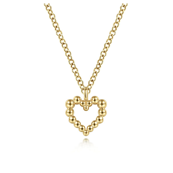 Yellow 14 Karat Bujukan Bead Open Heart Pendant Jeff Dennis Jewelers Gardendale, AL