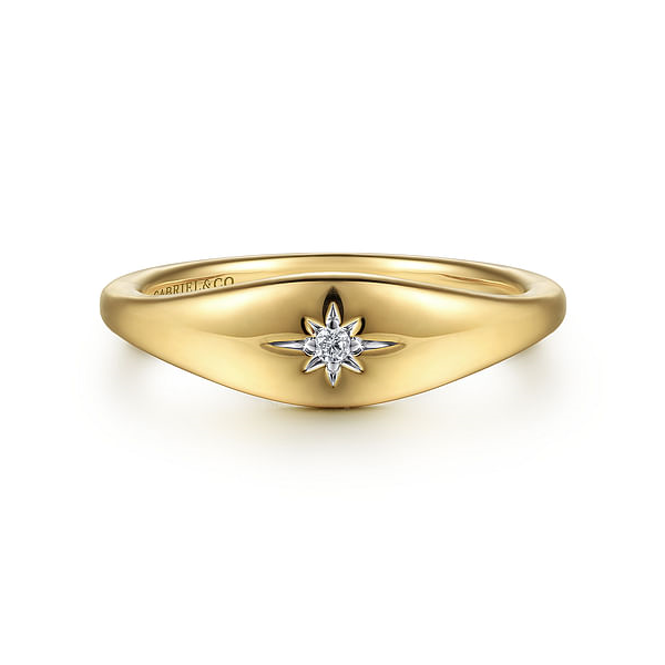 Ladies Yellow 14 Karat Starburst Fashion Ring With  0.02ct tw Round Diamond. Serial No:S2222931 Jeff Dennis Jewelers Gardendale, AL