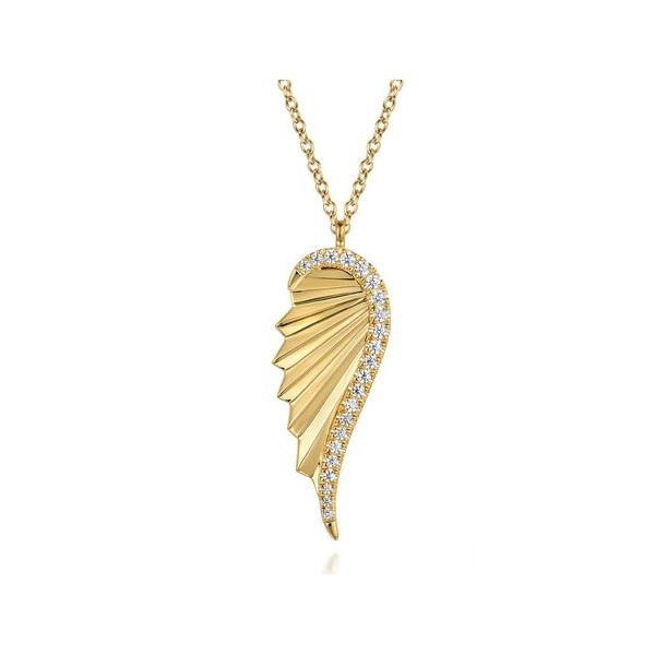 Ladies Yellow 14 Karat Wing Pendant With  0.15ct tw Round Diamonds Jeff Dennis Jewelers Gardendale, AL