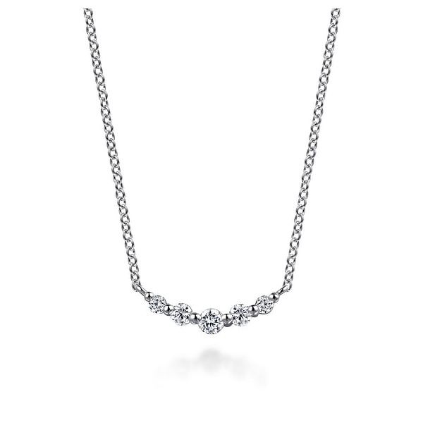 Ladies White 14 Karat Bar Necklace With  0.28ct tw Round White Sapphires Serial No: S2286947 Jeff Dennis Jewelers Gardendale, AL