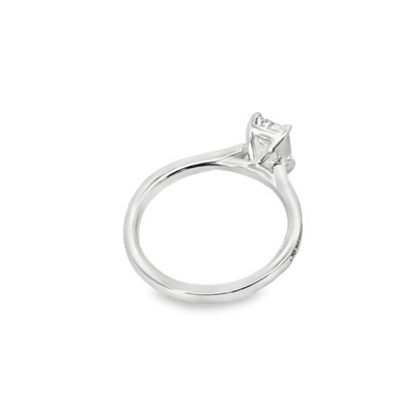 Ladies White 14 Karat Lab Grown Engagement Ring With 1.08ct Emerald E in color and Vs2 in clarity Diamond And 0.17ct tw Accent Band with Round Diamonds Image 3 Jeff Dennis Jewelers Gardendale, AL