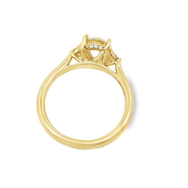 Ladies Yellow 14 Karat Lab Grown Engagement Ring With 1.08ct Round E in color and Vs1 in clarity Diamond And 0.17ct tw Round Accent Side Diamonds Image 3 Jeff Dennis Jewelers Gardendale, AL