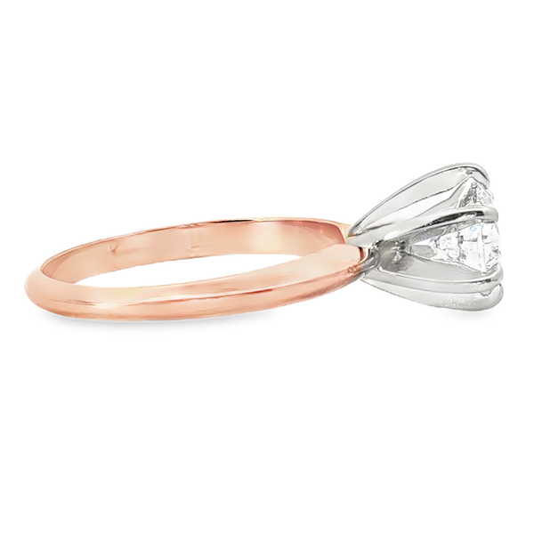 14K Ros&eacute; Gold 1ct Lab Grown Diamond Solitaire Engagement Ring that is SI1 in Clarity and G in Color. Image 2 Jeff Dennis Jewelers Gardendale, AL