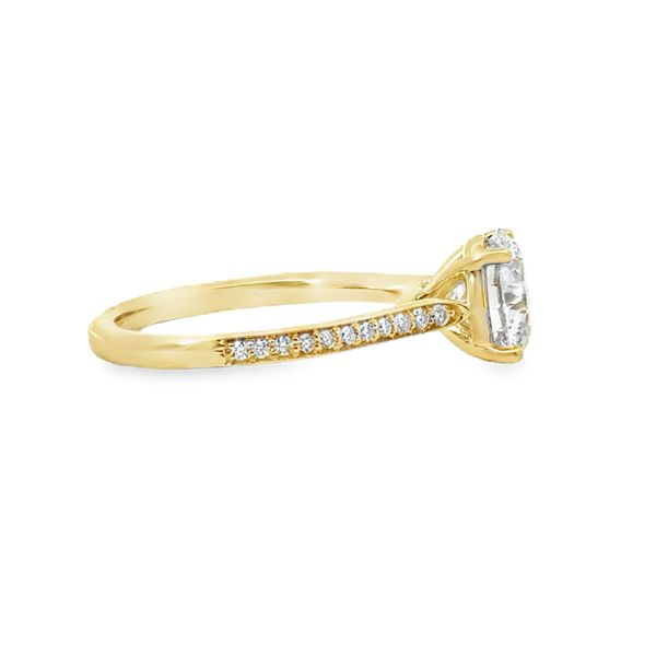 Ladies Yellow 14 Karat Lab Grown Engagement Ring With 2.01ct Round E in color and Vs2 in clarity Diamond And Accent Band with 0.17ct tw Round Diamonds Image 2 Jeff Dennis Jewelers Gardendale, AL