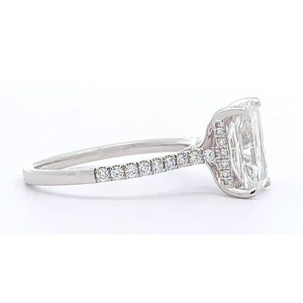 White 14 Karat Lab Grown Diamond Engagement Ring With 2.53ct Radiant Cut G VS1 Diamond with 0.30ct tw Round Accent Diamonds Image 2 Jeff Dennis Jewelers Gardendale, AL