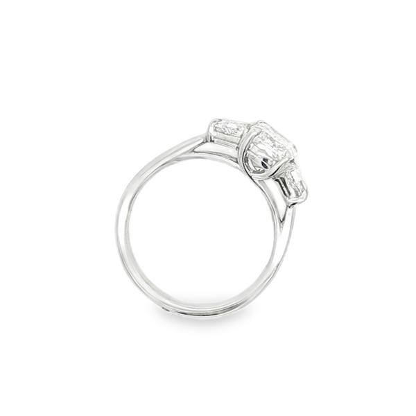 14kt White Gold Lab Grown Engagement Ring With 1.71ct tw Radiant F in color and Vs2 in clarity Diamond And  0.97ct tw Trapezoid Side Diamonds. Total carat weight is 2.68ct Image 3 Jeff Dennis Jewelers Gardendale, AL