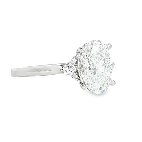 14K White Gold 2.05ct Oval Lab Grown Diamond Engagement Ring with .12ct tw Side Accent Stones. The Center Diamond is D in Color and VS1 in Clarity. Image 2 Jeff Dennis Jewelers Gardendale, AL