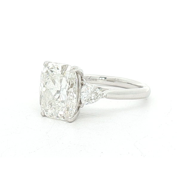 Ladies White 14 Karat Lab Grown Engagement Ring With 4.00ct Elongated  Cushion Center Diamond F in color and Vs1 in clarity Diamond And  0.55ct tw Trillion and Round Accent Diamonds Image 2 Jeff Dennis Jewelers Gardendale, AL