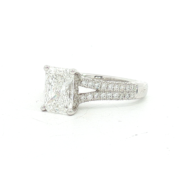 Ladies White 14 Karat Lab Grown Engagement Ring With 2.00ct Radiant Center Diamond F in color and Vs2 in clarity And .66 Round Accent Diamonds Image 2 Jeff Dennis Jewelers Gardendale, AL