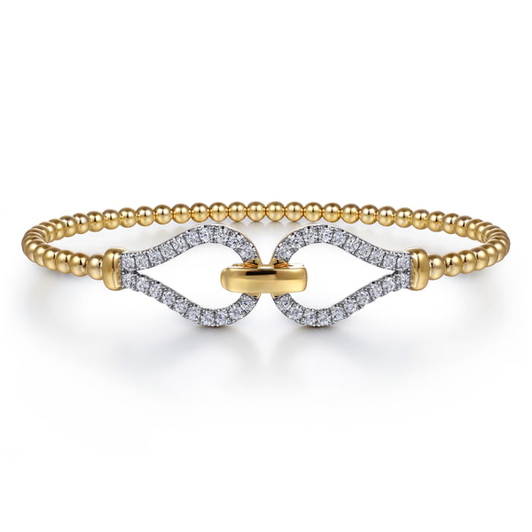 14K Yellow Gold Bujukan Beads and Diamond Split Bangle Bracelet with .74ct tw of Diamonds that are G-H in Color and SI in Clarity. Serial No:S2168280 Jeff Dennis Jewelers Gardendale, AL