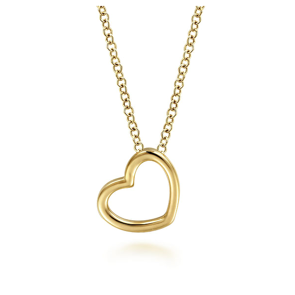 Yellow 14 Karat Tilted Heart Pendant Jeff Dennis Jewelers Gardendale, AL
