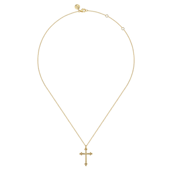 Yellow 14 Karat Bujukan 24mm Cross Pendant Length 17.5 Image 2 Jeff Dennis Jewelers Gardendale, AL