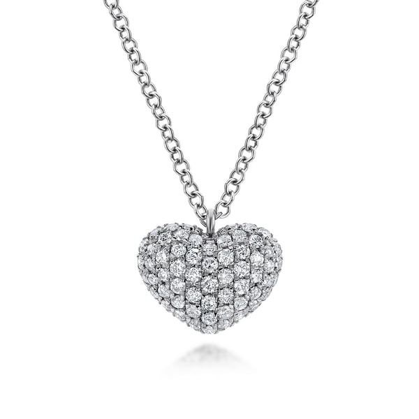 14K White Gold Pav&eacute; Diamond Encrusted Heart Necklace with .37ct tw of Diamond. Serial No:S2240403 Jeff Dennis Jewelers Gardendale, AL