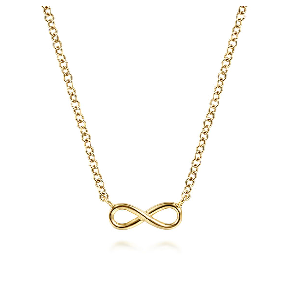 Yellow 14 Karat Infinity Necklace. Serial No.S2254773 Jeff Dennis Jewelers Gardendale, AL