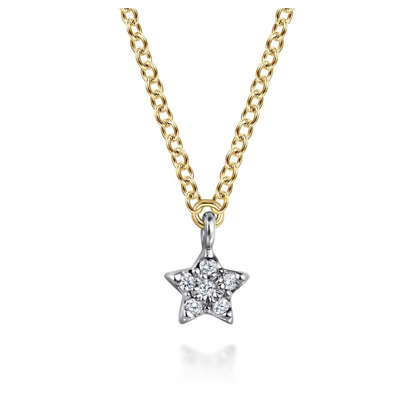Ladies Yellow & White 14 Karat Star Pendant With  0.02ct tw Round Diamonds Jeff Dennis Jewelers Gardendale, AL