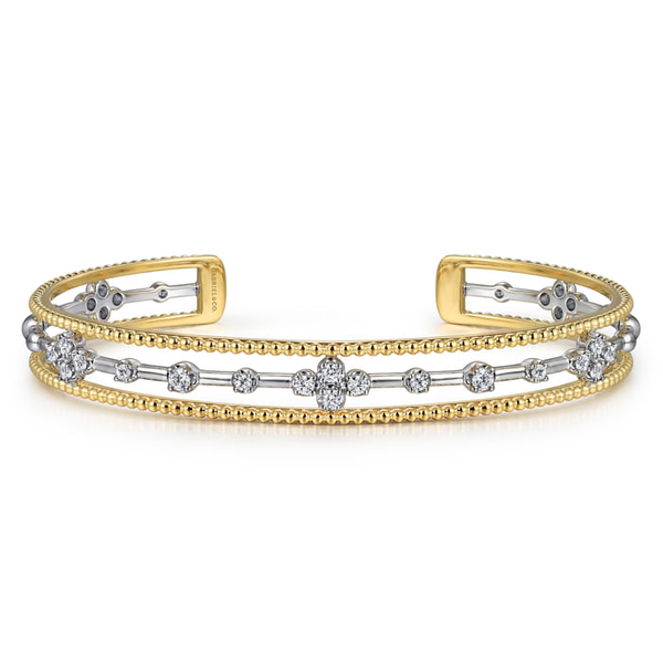 14K White and Yellow Gold Diamond Bujukan Cuff Bangle With .40 Ct tw of Diamonds Serial no. S2286938 Jeff Dennis Jewelers Gardendale, AL