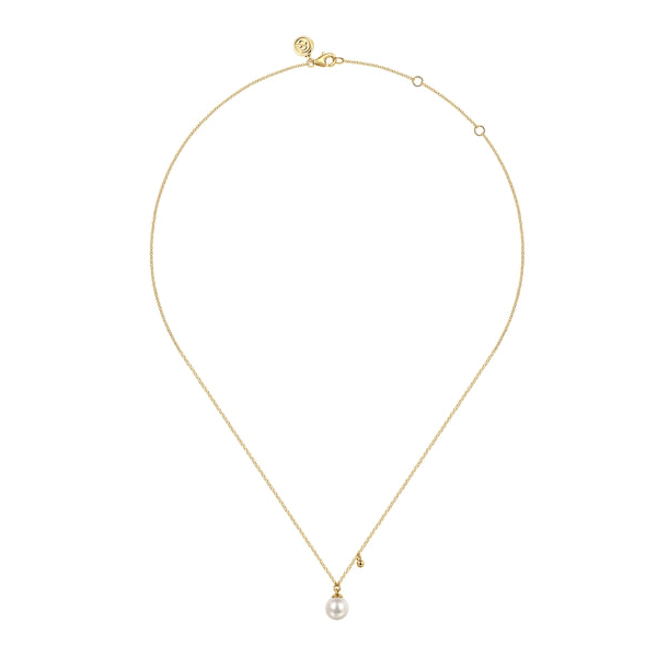 Ladies Yellow 14 Karat Pearl Drop Necklace With Fresh Water Pearls Serial #S2286948 Image 2 Jeff Dennis Jewelers Gardendale, AL