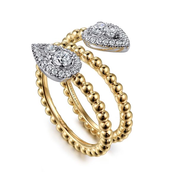 14K White-Yellow Gold Bujukan Wrap Ring with Teardrop.50ct tw SI1 in clarity and G/H Diamond Accents. Serial No.S1803064 Image 3 Jeff Dennis Jewelers Gardendale, AL