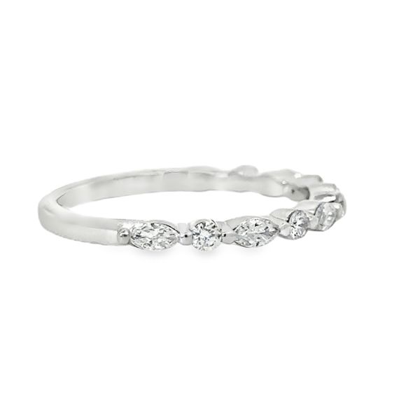 14kt white gold Lab Grown Diamond Band with .72ct tw Marquise Cut Lab Grown Diamonds and .38ct tw Round Lab Grown Diamonds making the total weight of the ring 1.10ct tw. The Lab Grown Diamonds are VS2 in clarity and G in color. Image 2 Jeff Dennis Jewelers Gardendale, AL
