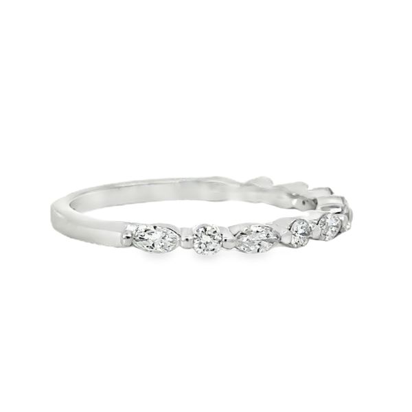 14kt white gold Lab Grown Diamond Band with .72ct tw Marquise Cut Lab Grown Diamonds and .38ct tw Round Lab Grown Diamonds making the total weight of the ring 1.10ct tw. The Lab Grown Diamonds are VS2 in clarity and G in color. Image 2 Jeff Dennis Jewelers Gardendale, AL