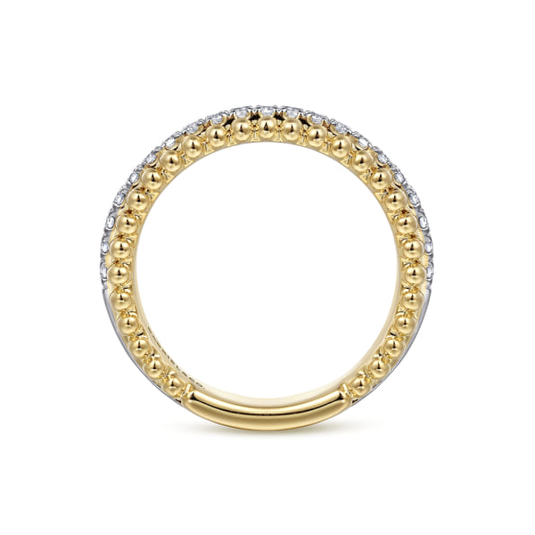 14K Two-Tone .29ct Diamond Beaded Beaded Band that is G-H in Color and SI in Clarity. Serial No.S2305334 Image 2 Jeff Dennis Jewelers Gardendale, AL