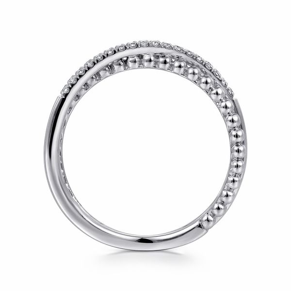 14kt White Gold Bujukan Pave'  Diamond Criss Cross Stackable Ring With  0.09ct tw Round Diamonds Serial No: S2347910 Image 2 Jeff Dennis Jewelers Gardendale, AL