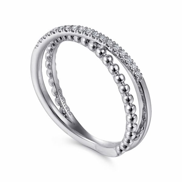 14kt White Gold Bujukan Pave'  Diamond Criss Cross Stackable Ring With  0.09ct tw Round Diamonds Serial No: S2347910 Image 4 Jeff Dennis Jewelers Gardendale, AL