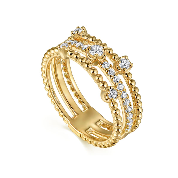 Ladies Yellow 14 Karat Easy Stackable Bujukan Ring With  0.37ct tw Round Diamonds. Serial No. S2286942 Image 2 Jeff Dennis Jewelers Gardendale, AL