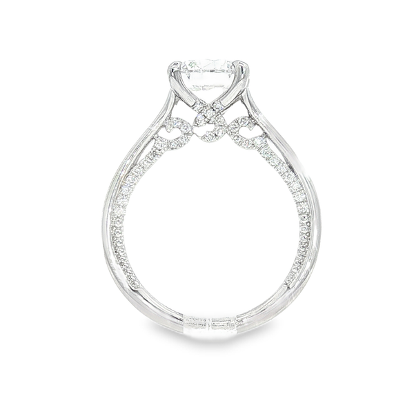 18 Karat White Gold Semi-Mount Engagement Ring With  0.27ct tw  Round G/H in color and  Si2 in clarity Diamonds, shown with CZ center stone for visualization purposes only. Image 2 Jeff Dennis Jewelers Gardendale, AL