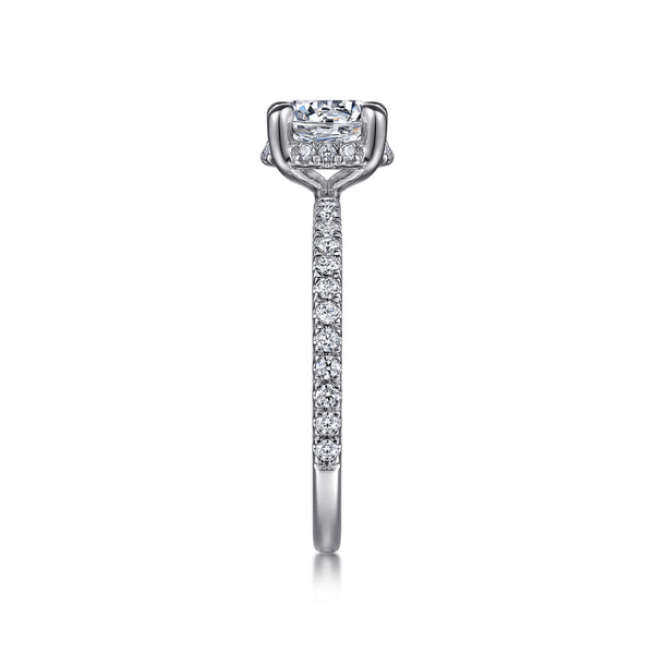 14 Karat White Gold Semi-mount Engagement Ring With  0.26ct tw Round G/H in color and Si2 in clarity Diamonds.  Shown with CZ center stone for visualization purposes only. Image 3 Jeff Dennis Jewelers Gardendale, AL
