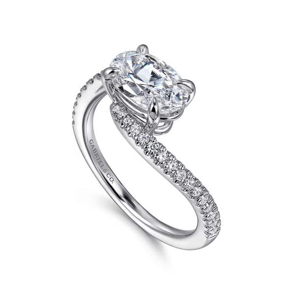 14 Karat White Gold Semi-mount Engagement Ring With  0.22ct tw Round G/H in color and Si2 in clarity Diamonds.  Shown with CZ center stone for visualization purposes only. Image 2 Jeff Dennis Jewelers Gardendale, AL