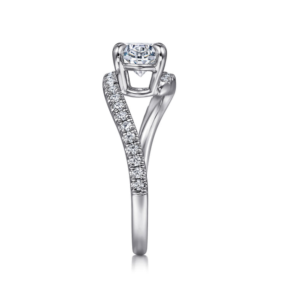 14 Karat White Gold Semi-mount Engagement Ring With  0.22ct tw Round G/H in color and Si2 in clarity Diamonds.  Shown with CZ center stone for visualization purposes only. Image 3 Jeff Dennis Jewelers Gardendale, AL
