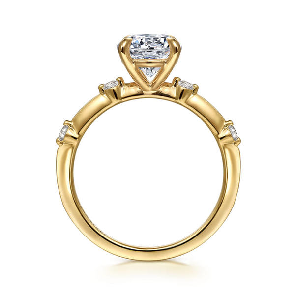 14 Karat Yellow Gold Semi-mount Engagement Ring With  0.10ct tw Round G/H in color and Si2 in clarity Diamonds. Shown with CZ center stone for visualization purposes only. Image 3 Jeff Dennis Jewelers Gardendale, AL