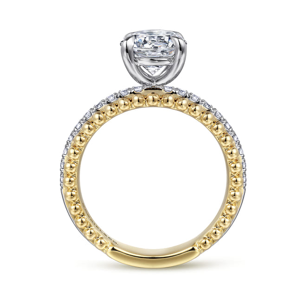 Yellow & White 14 Karat Semi-Mount Engagement Ring With  0.27ct tw Round G/H in color and Si2 in clarity Accent Diamonds, shown with CZ center stone for visual purposes only Image 2 Jeff Dennis Jewelers Gardendale, AL