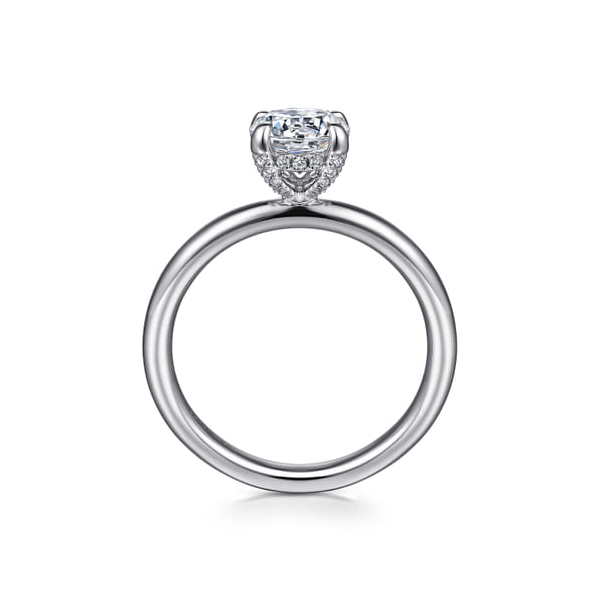 14K White Gold Semi Mount with .10ct tw Accent Diamonds that are G-H in Color and SI in Clarity. Shown with a CZ center stone for visual purposes only. Serial No.S2305341 Image 2 Jeff Dennis Jewelers Gardendale, AL