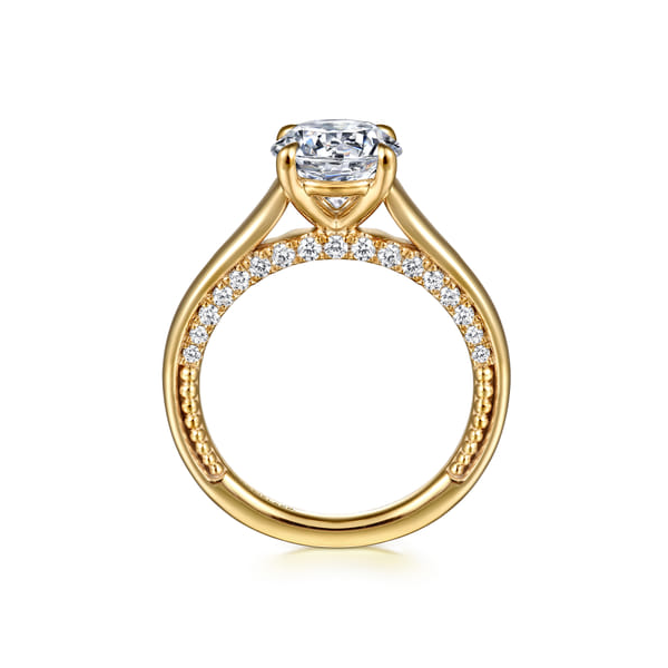 14K Yellow Gold Semi Mount with .34ct tw Accent Diamonds that are G-H in Color and SI in Clarity. Shown with a CZ center stone for visual purposes only. Serial No. S2305342 Image 2 Jeff Dennis Jewelers Gardendale, AL