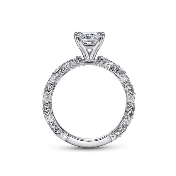 14K White Gold Semi Mount with .12ct tw Accent Diamonds that are G-H in Color and SI in Clarity. Shown with CZ center stone for visual purposes only. Serial No.S2305327 Image 2 Jeff Dennis Jewelers Gardendale, AL