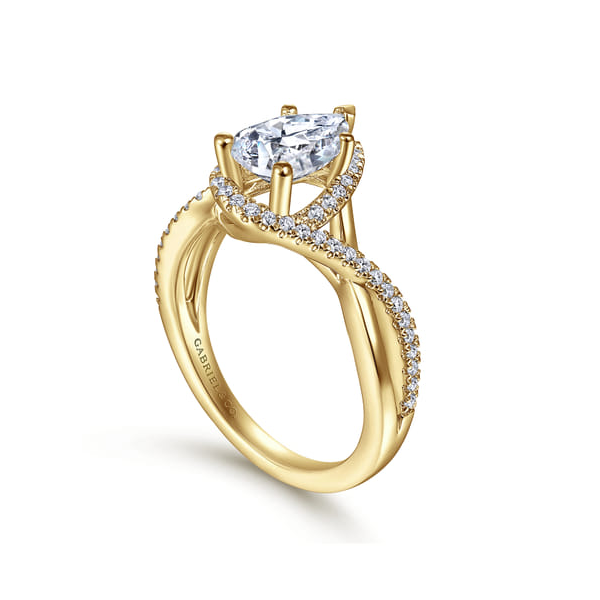 14K Yellow Gold Semi Mount for a 1.5ct Center Stone with .24ct tw Diamond Accents that are G-H in Color and SI in Clarity. Shown with a CZ center stone for visual purposes only. Serial No. S2305325 Image 2 Jeff Dennis Jewelers Gardendale, AL