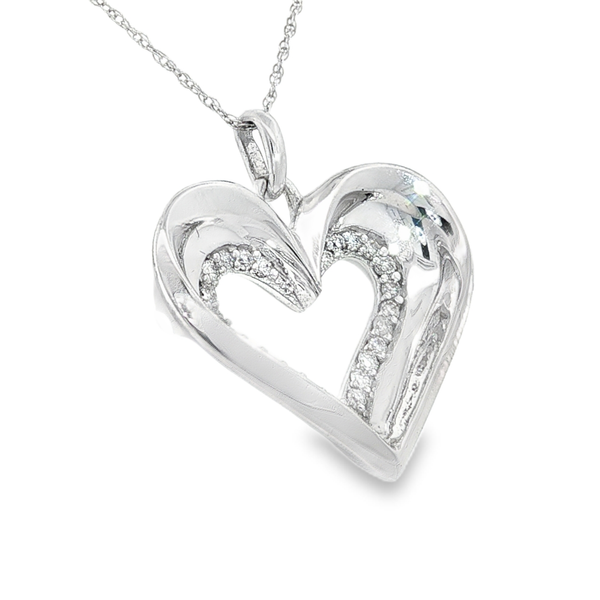 10kt White Gold .25ct tw Diamond Heart Necklace Image 2 Jeff Dennis Jewelers Gardendale, AL