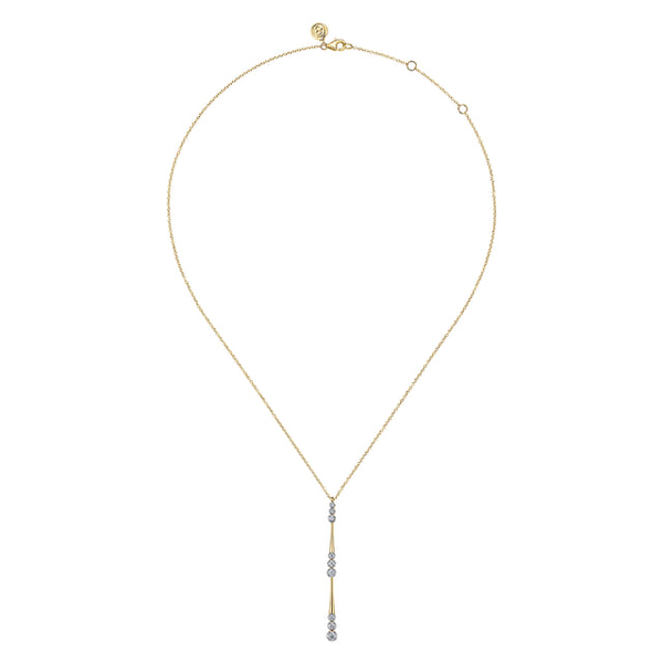 Ladies Yellow 14 Karat Drop Necklace With 0.36ct tw Round G/H in color and Si2 in clarity Diamonds Image 2 Jeff Dennis Jewelers Gardendale, AL