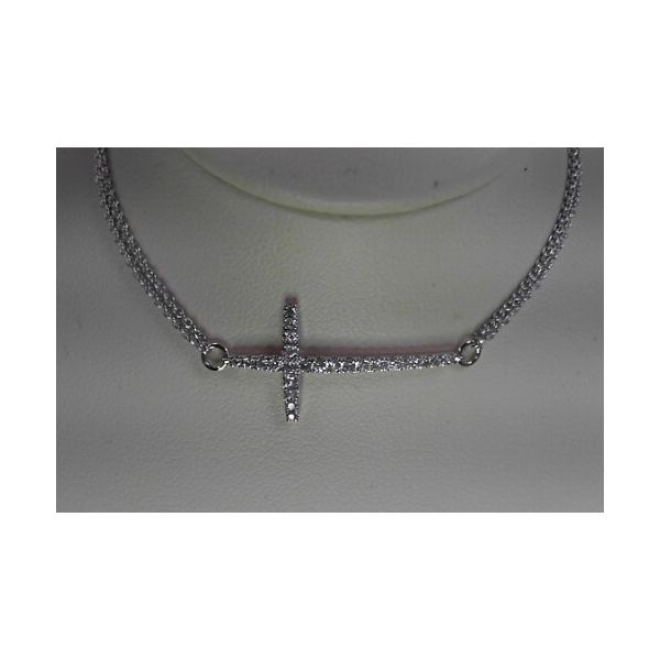 Lady's White 14 Karat Cross Bracelet With 0.20Tw Round Diamonds Image 2 Jeff Dennis Jewelers Gardendale, AL